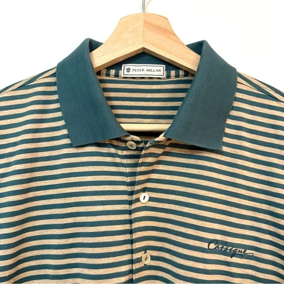Lot of 2 Peter Millar “Cassique” Kiawah Island Golf Made In Korea Striped Polos